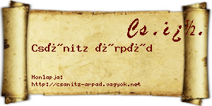 Csánitz Árpád névjegykártya